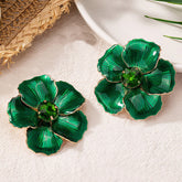 Luxe Enamel Orchid Flower Earring Set